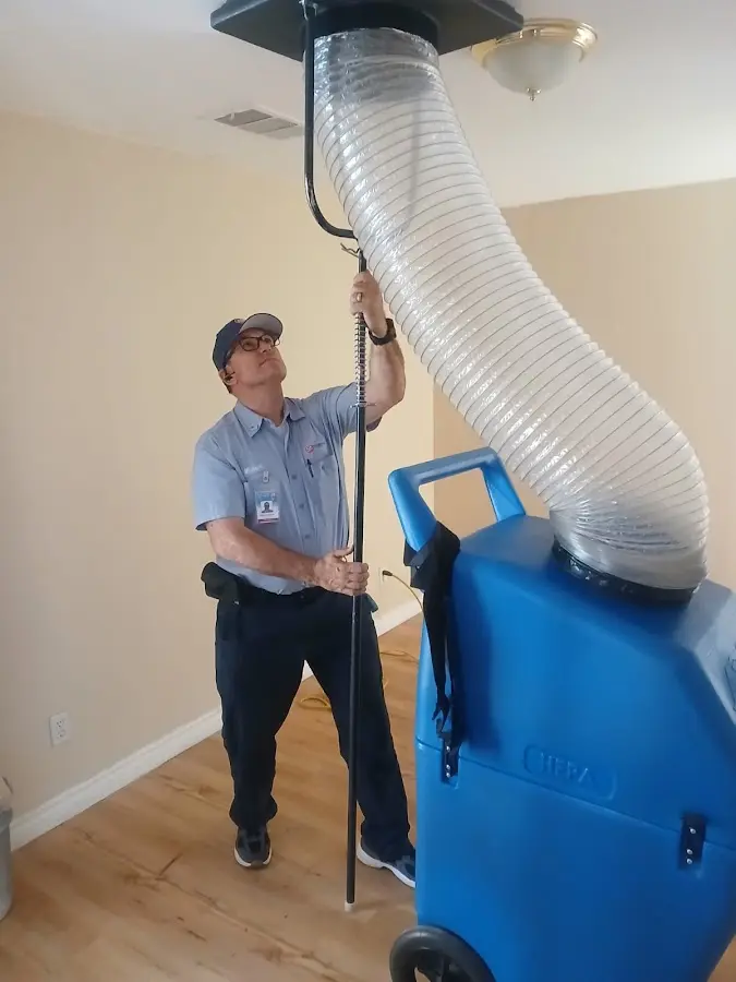 Mini Split Installation technician using HEPA equipment in Cortez